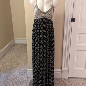 LOVE SAM Halter Maxi Dress Embroidered Flowers | Anthropologie Vibes